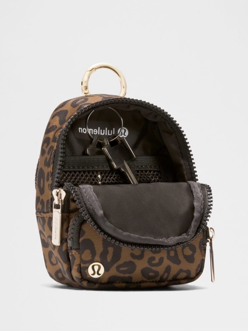 lululemon Mini Leopard Key Pouch - Brown/Black